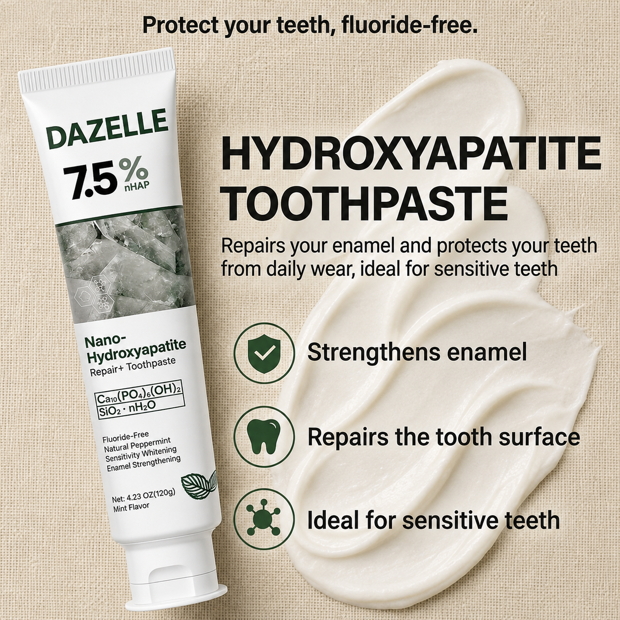 Pasta de dientes remineralizante de hidroxiapatita